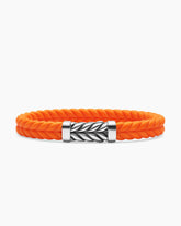Chevron Bracelet in Orange Rubber with Sterling Silver, 9mm